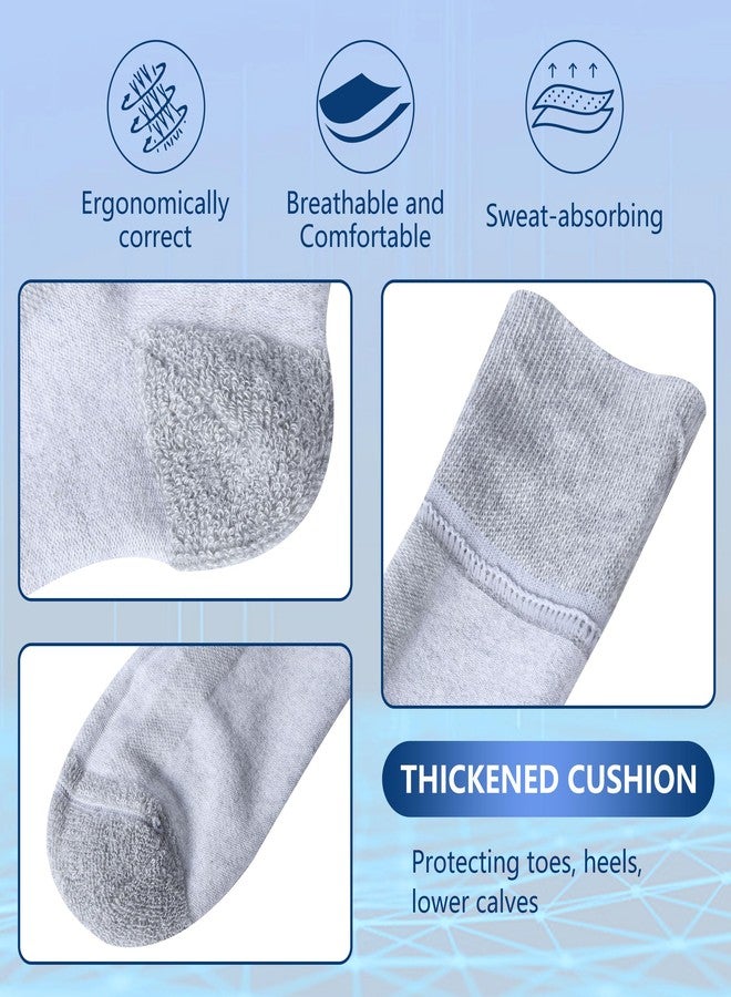 Facool Soft Cotton Socks, Men's Dress Loose Top Crew Moisture Wicking Neuropathy Non Slip Socks Fit for Better Circulation, Edema, Diabetes, 6 Pairs Black+Grey+Navy Blue Large - Image 4